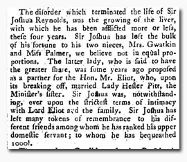 Clipping from 'London Record' 04 Mar 1792